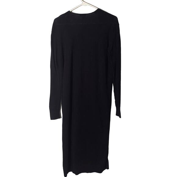 Susina Black Long Sleeve Knit Sweater Long Duster Cardigan Women Sz M - Picture 2 of 8